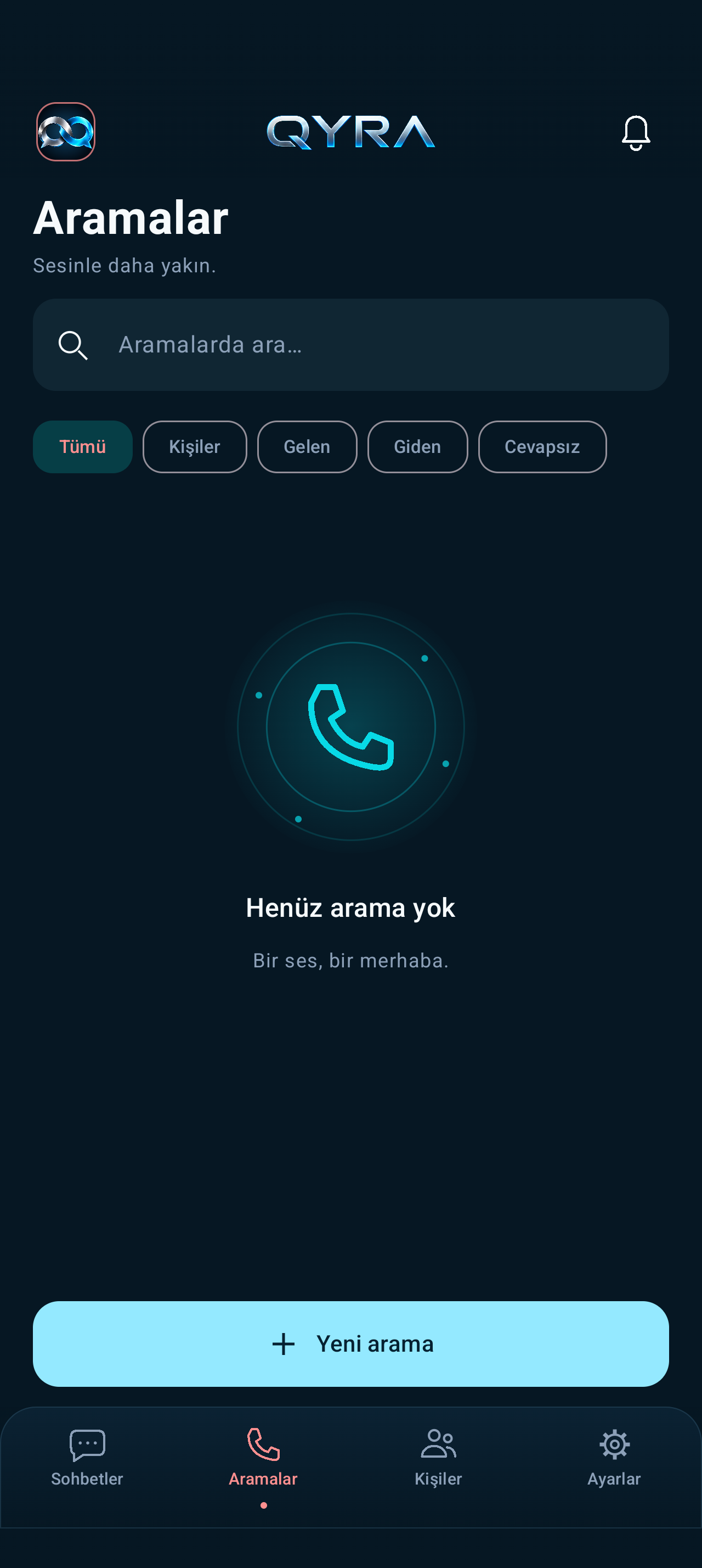 QYRA Aramalar: örnek verilerle arayüz testi